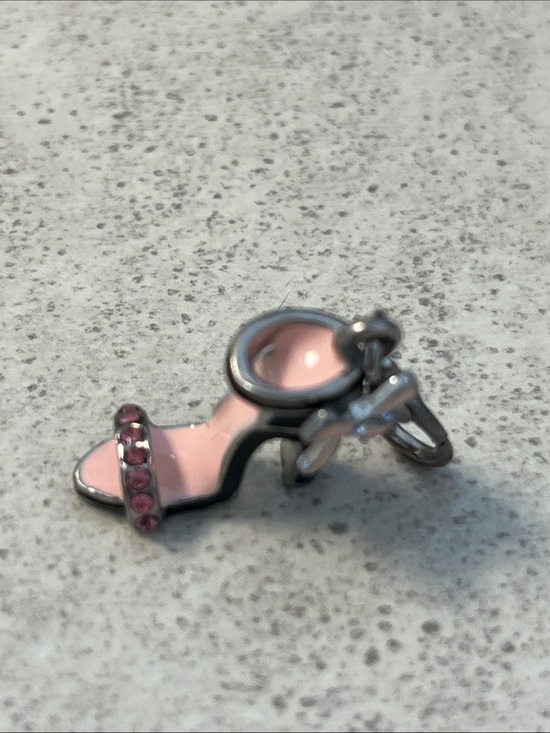Jewelry - Pink Enamel High Heel Charm with Pink Rhinestone Strap
